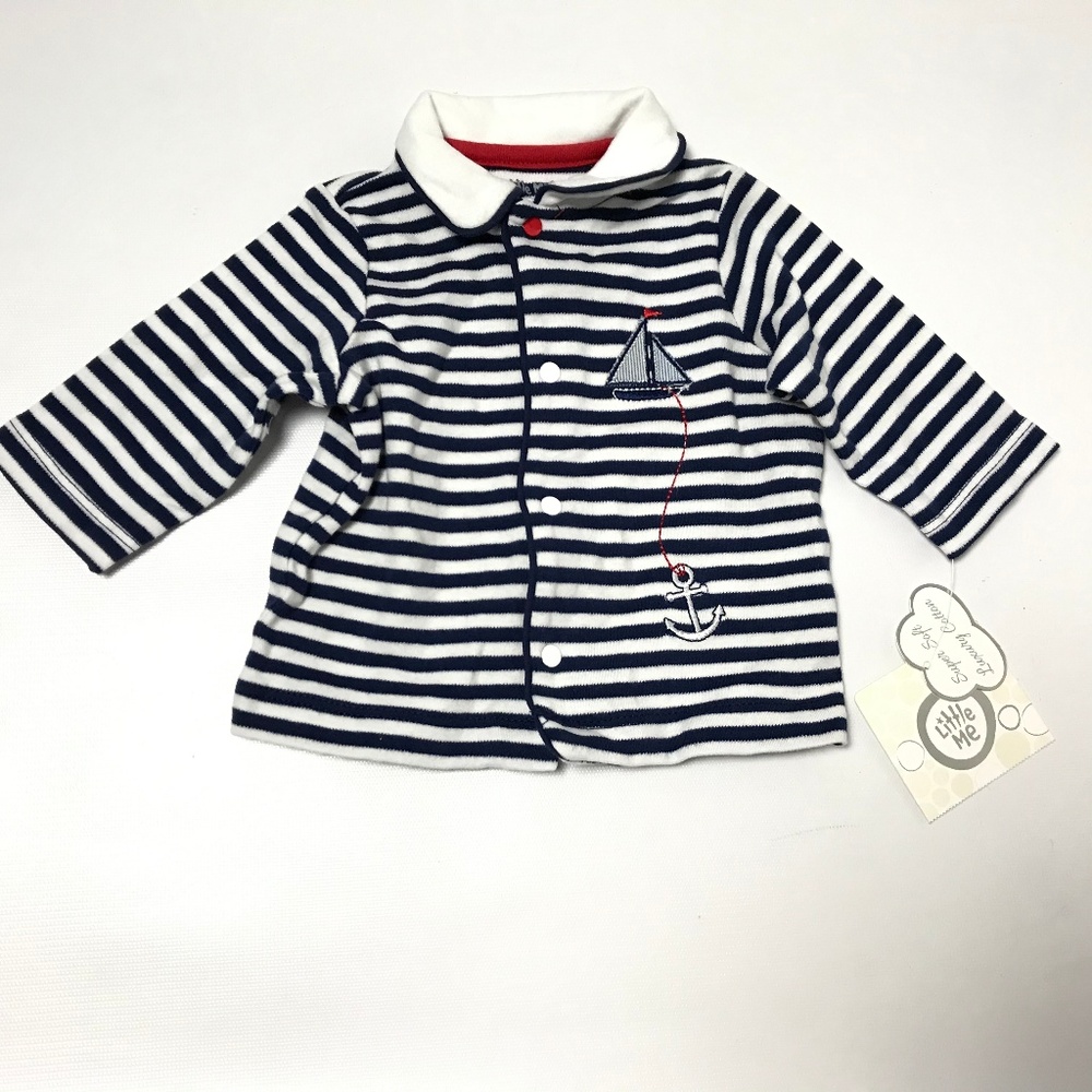Little Me Baby Girls' Jacket Cotton Striped Blue